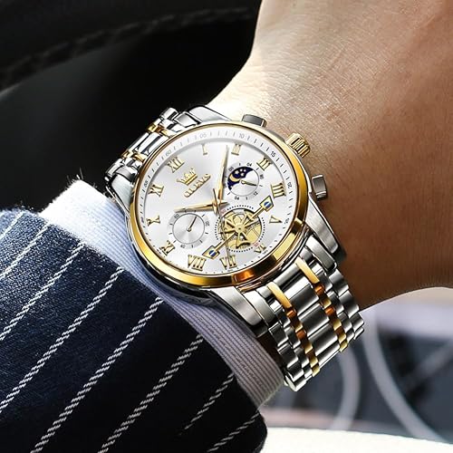 OLEVS Watch Men Stainless Steel Waterproof Analog Dress Watch Date Luxury thumbnail 2