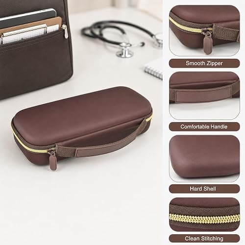 Stethoscope Case for 3M Littmann Classic III Monitoring/Lightweight II S.E/Cardiology IV Diagnostic/for MDF Acoustica Stethoscopes, Holder for Nurse Doctor Essentials & Medical Accessories, Brown thumbnail 8