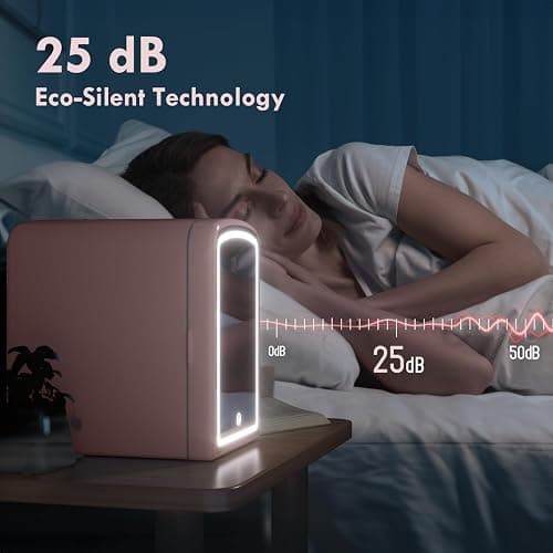 COYCYQI 4L Mini Skincare Fridge with Dimmable LED Mirror, Portable Beauty Refrigerator for Makeup, Cosmetic, Personal Small Refrigerator with Cooler and Warmer for Bedroom, Office and Car(Pink) thumbnail 5