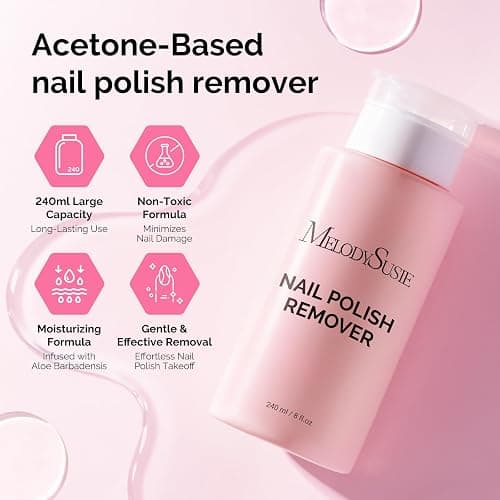MelodySusie Acetone Nail Polish Remover, 240ML Professional Soak off Gel Nail Polish Remover with Aloe Scent, Quickly & Powerful Remover with Pump for Nail Polish Acrylic Dip Powder, 8 Fl Oz thumbnail 2