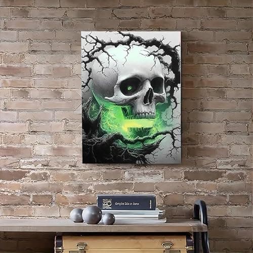 DIYDECORFUN Skull Diamond Art Kits for Adults Halloween, 5D Horror Diamond Painting Kits, Full Round Drills Spooky Skeleton Diamond Dots DIY Ghost Gem Art Crafts Paint By Diamonds for Decor 12x16IN thumbnail 7