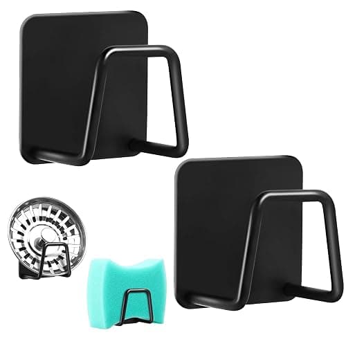 UKOFEW 2 Pièces Porte Eponge Evier Cuisine, Porte Eponge Evier Auto Adhesif, 304 INOX, Support Eponge INOX, Support Eponge pour Le Rangement de Cuisine et Salle de Bain - Image 1