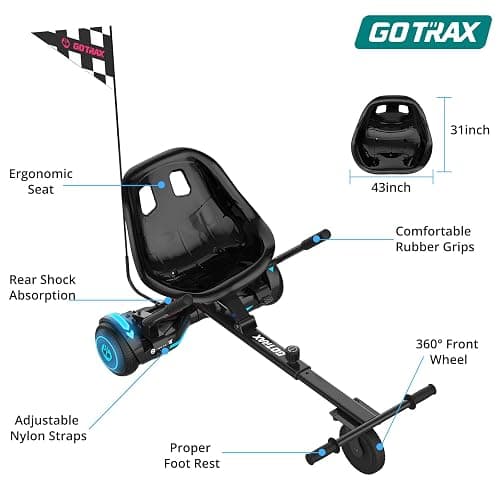 Gotrax Hoverboard Kart Seat Attachment Accessory for 6.5" 8" 8.5" 10" Self Balancing Scooter, Adjustable Frame Length and Handlebar Control Buggy Attachment, Hover Board Go Kart Accessory Kids Adults thumbnail 7