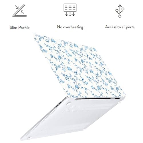 LanBaiLan Laptop Plastic Hard Shell Protective Case, Compatible for New MacBook Air 13 inch 2020 2019 2018 Release A2337 M1 A2179 A1932 Retina Display with Touch ID & Keyboard Cover, Engraved Floral - Engraved Floral thumbnail 3