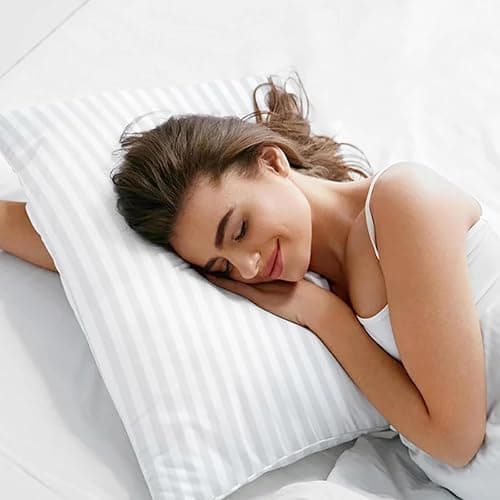 Gooeb Flat Ultra Thin Bed Pillows Standard Size Pillow Set of 2 Extra Soft Down Alternative for Stomach Back Sleeper Hotel Collection 20x26inches thumbnail 4