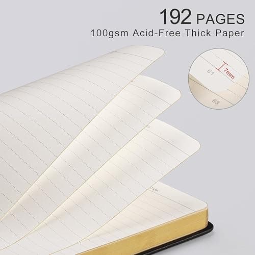 LOAPEM Lined Journal for Women Men, 192 Pages A5 Notebook Journal, Hardcover Notebook with 100Gsm Thick Pages, Leather Note Book for Writing, Travel, Business, Office, Prayer 5.7 x 8.3,Black thumbnail 5