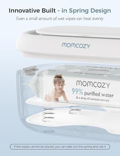Momcozy Baby Wipe Warmer, Innovative Spring Design, Large Capacity Wipes Dispenser for 60-80pcs, Fast & Even Heating, 4 Modes of Temperature Heating Control, Diaper Wipe Warmer with Night Light, Blue thumbnail 2