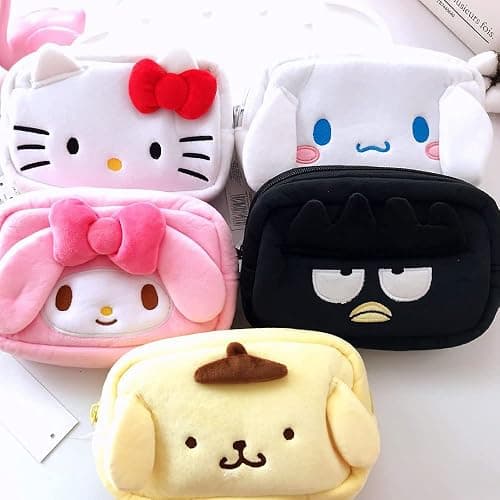 Akutoer Cartoon Cosmetic Bag With Zipper,Kawaii Plush Makeup Bag,Cute Brush Organizer Toiletry Bag for Women Girls (Cat White) thumbnail 5