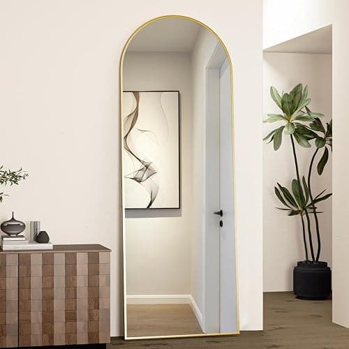 NEUWEABY Full Length Mirror, 162x53cm Arch Floor Mirror with Stand, Gold Arched Full Body Standing or Leaning for Bedroom, Living Room thumbnail 4
