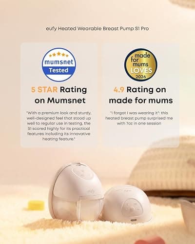 eufy Breast Pump S1 Pro, Heated Wearable Breast Pump, Electric and Hands-Free with Heating Technology, Portable Charging Case, App-Controlled Smart Rhythm, Hospital-Grade Suction, Ultra-Quiet thumbnail 3
