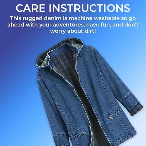 SAGEFINDS Women’s Flannel Lined Denim Jacket | Detachable Hood | Zip Front and Side Pockets | 100% Cotton thumbnail 5