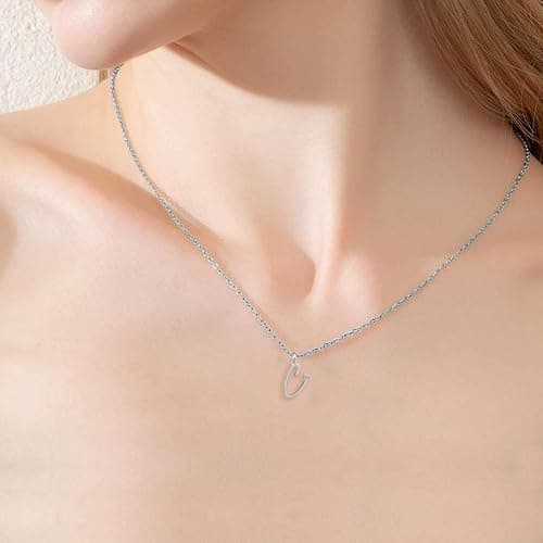 HSWYFCJY Initial Necklace for Women,14K Gold Dainty A-Z Letter Pendant with Heart Choker Necklace Jewelery Gifts,Personalized Cursive Cute Tiny Initial Pendant Necklace for Girls thumbnail 4