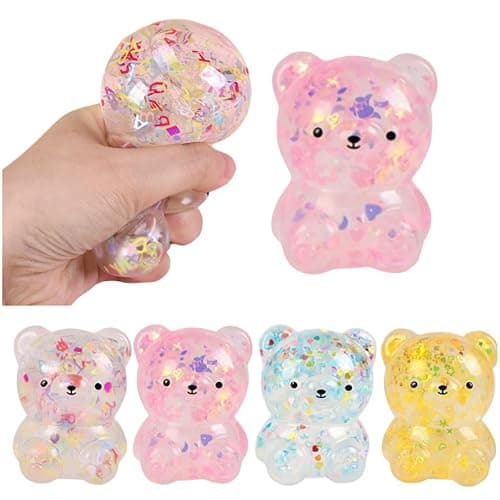 Dhjrefhhd 1Pccs Squeeze Toys Letter Sequins Candy-Bear Stress Relief Toy Hand Fidget Sensory Office Desk Squishy Toy (Pink or Randomly Color) - Image 1