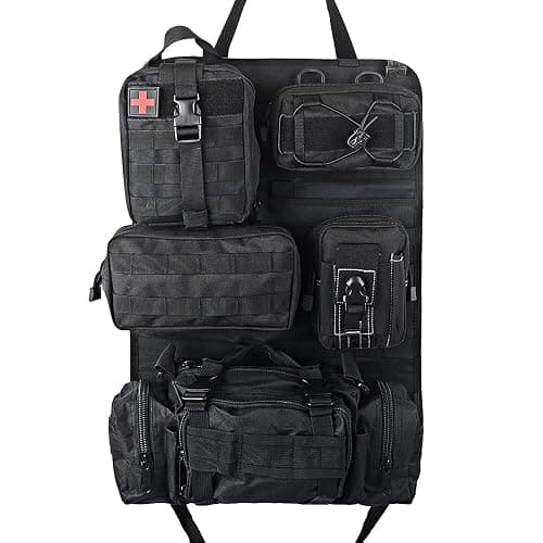 Universal Tactical Vehicle Back Seat Organizer with 5 Molle Pouch Molle Pouches Truck Seat Organizer Tactical Gear for Car Truck Ford Jeep Vehicle thumbnail 7