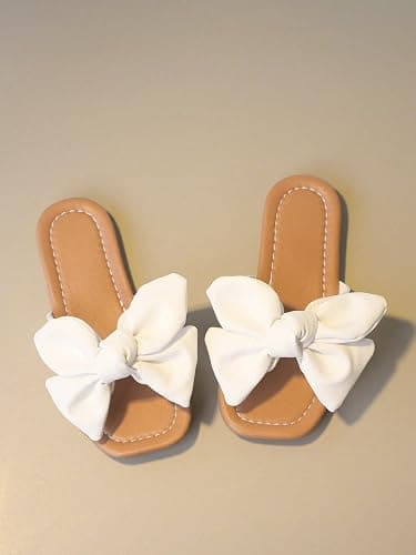 GORGLITTER Girl's Bow Sandals Open Toe Summer Dress Flat Sandals - 12.5 Big Kid - Brown thumbnail 2