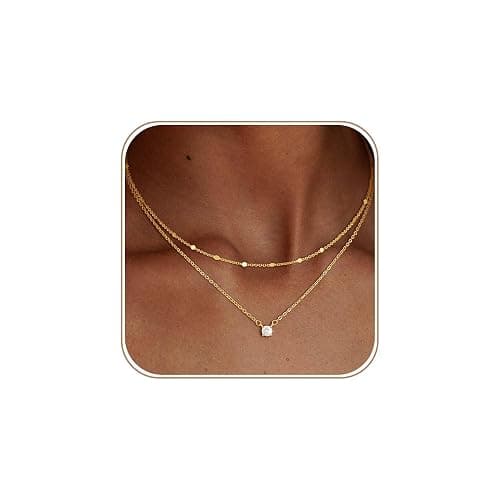 Coshilta Layered Gold Necklaces for Women, 14K Plated Gold Sterling Silver Plated Dainty Pendant Necklace Set with Cubic Zirconia,Stackable Chain Choker,Trendy Personalized Jewelry Gift Non Tarnish - Image 1
