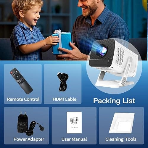 Mini Projector 1080P 4K Support with WiFi 6 and Bluetooth 5.4, Auto Keystone, Android 11, Short Throw Smart Video Projector 270° Rotatable, Compatible with HDMI/USB/iOS LYNCAST VisualCube 300 thumbnail 9