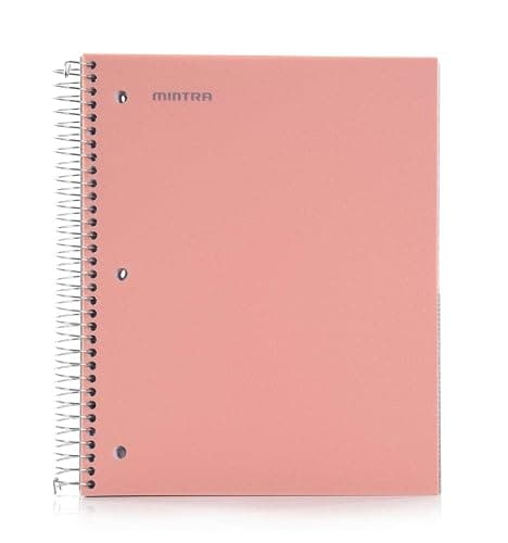 Mintra Office Durable Spiral Notebooks, 5 Subject (Salmon, Wide Ruled 1pk) - Image 1