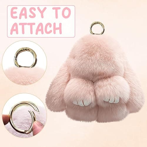 jewsuva Bunny Keychain, Bunny Keychain with Tin, Bun-ny Cute Plush Key Chain, Handmade Soft Pompom Charms thumbnail 5