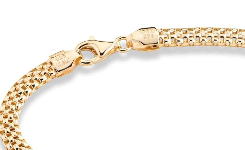 Miabella 18K Gold Plated 925 Sterling Silver Italian 4mm Mesh Link Chain Bracelet for Women 925 Italy thumbnail 4