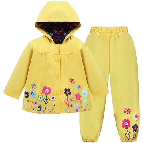 LZH Girl Baby Kid Waterproof Hooded Coat Jacket Outwear Suit Raincoat Hoodies with Pants - Image 1