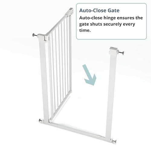 Venture Q-Fix 110 cm extra tall pressure fit pet safety gate and baby gate 73-80cm wide, 90° two way open, auto close stair gate for baby and pet - White - White Gate thumbnail 4