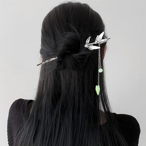 6PCS Star Moon Hair Sticks for Buns Long Hair Chinese Hanfu Asian Vintage Hair Chopsticks Metal Silver Hair Bun Updo Holders Long Hairpins for Women Girls thumbnail 4