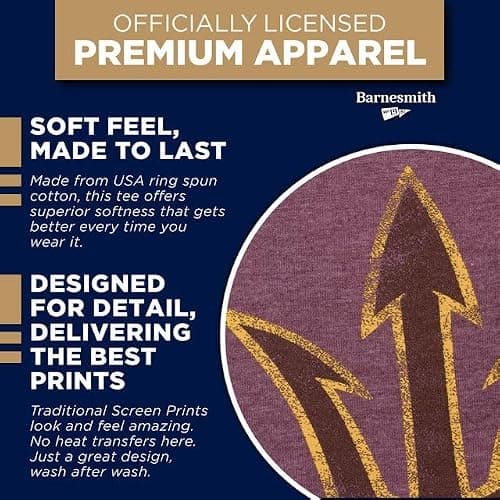 Barnesmith NCAA Unisex Short-Sleeve Ring Spun T-Shirt, Premium Lightweight Cotton, Laude Design, Woven Sleeve Team Logo thumbnail 5