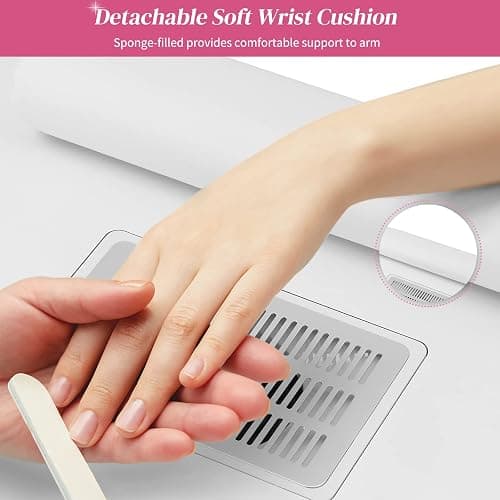 OmySalon Manicure Table Nail Desk for Nail Tech, Nail Table Beauty Salon Station w/Electric Dust Collector Acetone Resistant w/Lockable Wheel,Arm Rest thumbnail 5