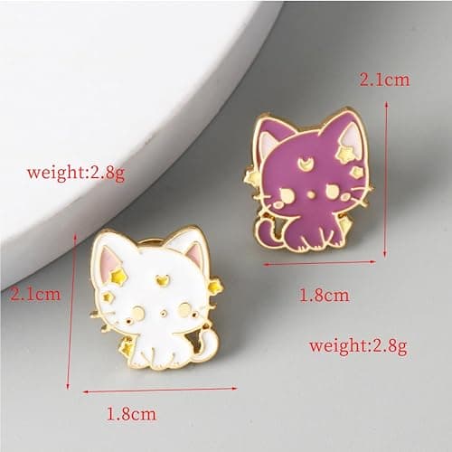 2pcs Anime Cat Brooch Pins For Women Enamel Pins for Backpacks Clothing Jackets Hats Cat Decoration Lady Gifts thumbnail 5