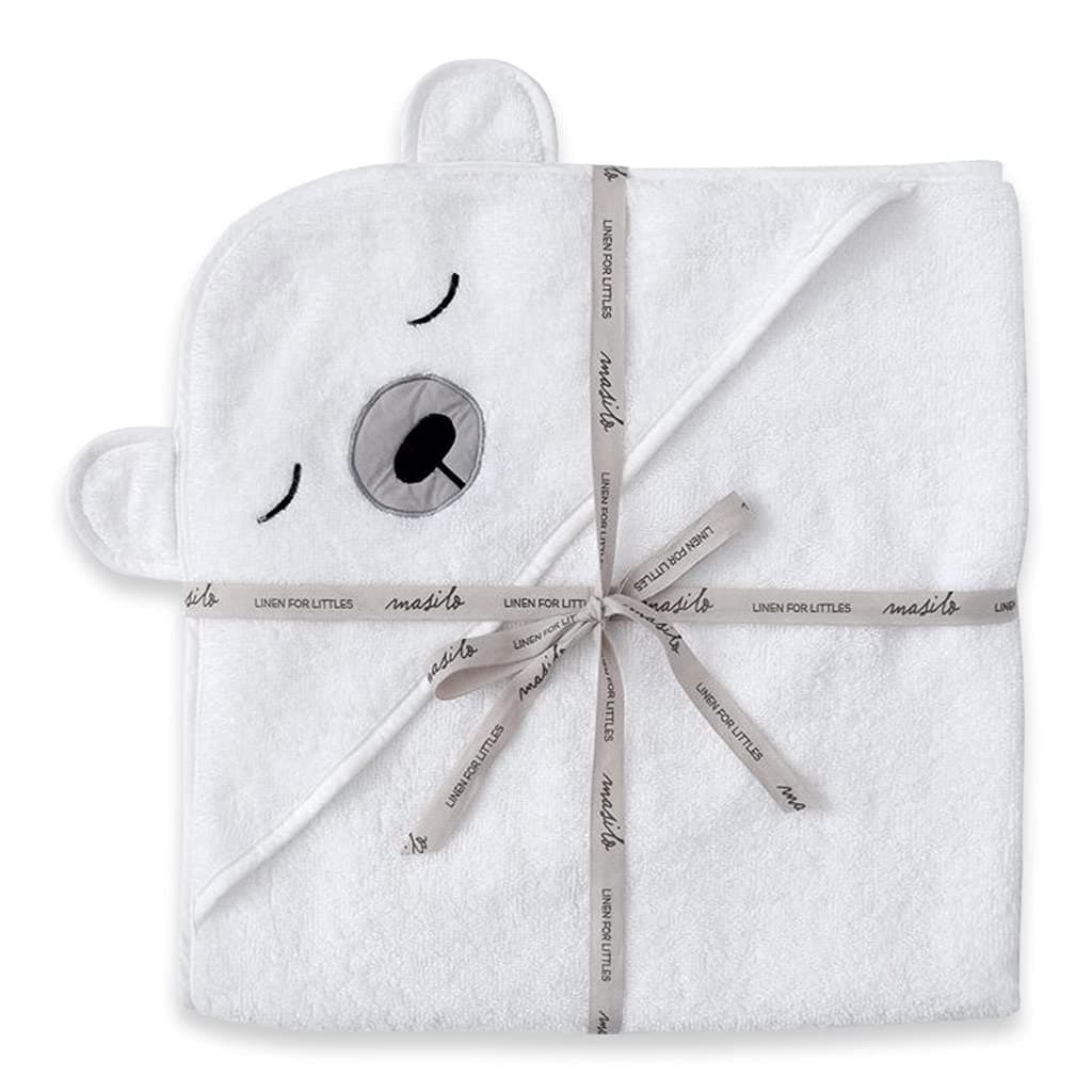 Masilo 100% Cotton Hooded Towel/Ideal for Babies 0-18months/ Luxurious and Super Absorbent Baby Towel/Infant to Toddler Wrap Towel with Hood/Soft, Lightweight and Breathable/Polar Bear/White thumbnail 2