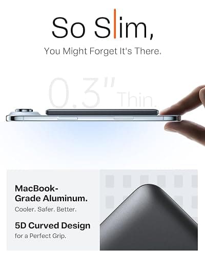 TORRAS MiniMag Power Bank, Ultra Slim 5,000mAh Wireless Portable Charger with USB-C Cable, Fast Charging iPhone Air Magnetic Battery Pack, Compatible for iPhone 17/16/15/14/13/12, Glacier Gray thumbnail 4