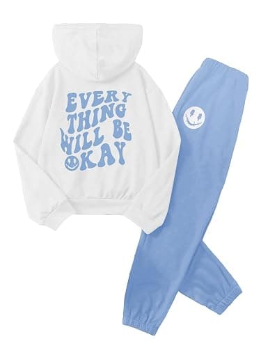 SOLY HUX Girl's Sweatsuit 2 Piece Outfits Casual Graphic Long Sleeve Hoodies Sweatshirts and Sweatpants Set Fall Clothes - Image 1
