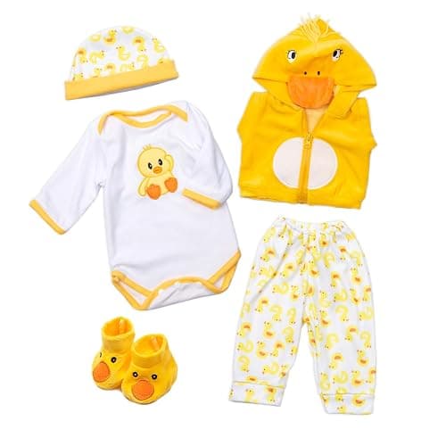 Babyfere Reborn Baby Doll Clothes Yellow Duck Outfits for 16-18 Inch Baby Doll,17 Inch Reborn Newborn Baby Doll Clothes Accessories Girl & Boy - Image 1