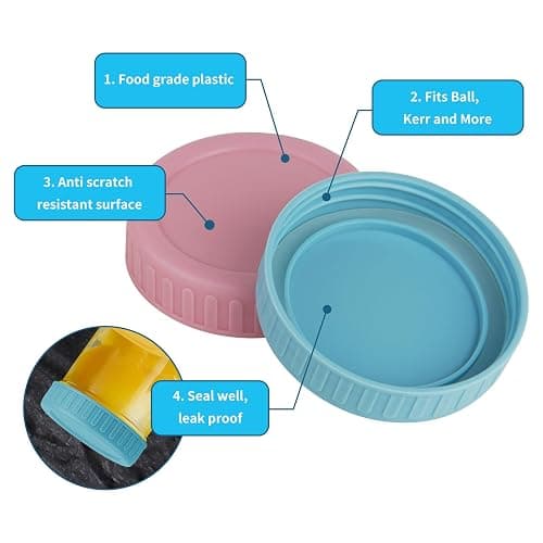Vaincre 8PCS Mason Jar Lids - Colored Plastic Mason Lids Regular Mouth, Leak Proof Canning Covers with Silicone Rings for Ball, Kerr and More, Reusable Can Tops Caps Covers for Jars thumbnail 6
