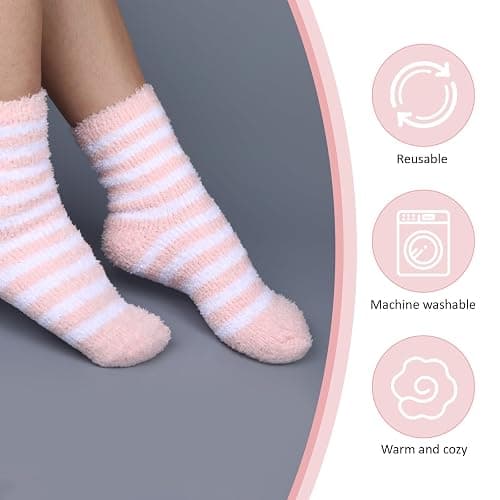 3 Pairs Aloe Socks, Aloe Infused Socks for Women, Fuzzy Moisturizing Socks, Spa Socks for Men, Lotion Socks Heel Socks for Dry Cracked Feet Women, Gel Socks Sleep Socks thumbnail 5