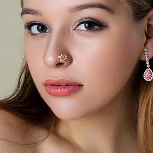 TAMHOO 18Pcs Nose Rings - L Shape, Butterfly & Heart Designs - Gold Nose Studs for Women thumbnail 4