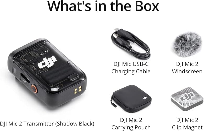 DJI Mic 2 Transmitter (Shadow Black), Wireless Microphone with Intelligent Noise Cancelling, 14-Hour Internal Recording, 6-Hour Battery, Magnetic Attachment, Bluetooth Microphone, YouTube, Vlogs thumbnail 6