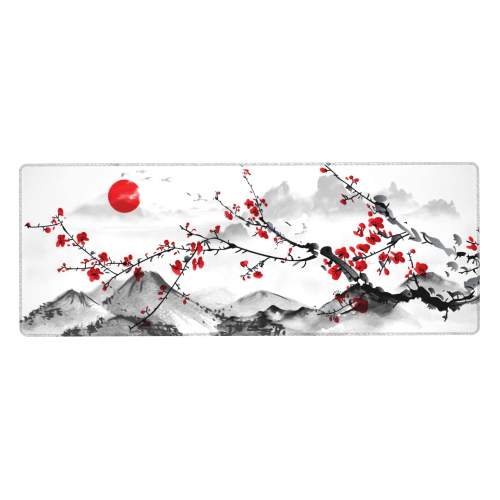 Watercolor Cherry Blossom Mouse Pad 31.5x11.8 Inch Pink Full Desk Japanese Sakura Mousepad Extended Large Non-Slip Rubber Base Waterproof Big Keyboard Mat with Stitched Edges for Gaming and Office thumbnail 2
