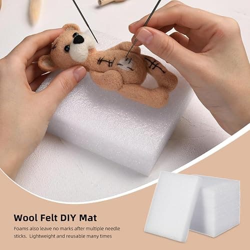 TEHAUX 6pcs Needle Felting Foam Pads - Dense Foam Felting Mat for DIY Crafts, 7.87 X 5.90 X 1.18 Inches, White Sponge Pad for Manual DIY Craft thumbnail 3