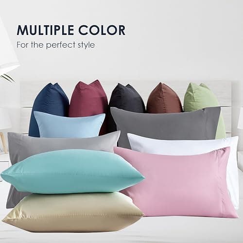 FreshCulture Light Blue Pillowcases Queen Size 2 Pack - Pillowcase Set - Envelope Closure - Soft Brushed Microfiber Fabric - 20x30 Inches Pillow Case Set of 2 for Home, Hotels, Schools thumbnail 7