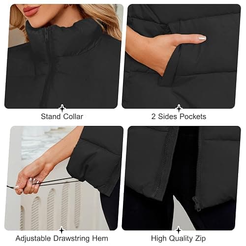 Century Star Puffer Vest for Women's Outerwear Vests Puffy Oversized 2024 Quilted Vest Tops Jackets Coat with Pockets thumbnail 6