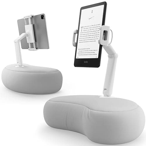 SAIJI Kindle Pillow Stand, iPad Stand Compatible with 4.7”-15.6” Kindle, Phone, iPad, 360° Adjustable Lap Beanbag Tablet Holder for Bed with Flexible Dual Axis Arm and Microbead Cushion (Gray) thumbnail 9