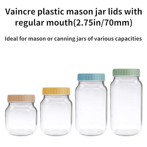 Vaincre 8PCS Mason Jar Lids - Colored Plastic Mason Lids Regular Mouth, Leak Proof Canning Covers with Silicone Rings for Ball, Kerr and More, Reusable Can Tops Caps Covers for Jars thumbnail 4