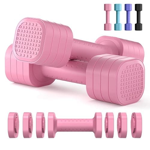 Zempox Adjustable Dumbbell Set, 4 in 1 Free Weight Dumbbell Set for Women, Hand Weight for Women at Home, Each 2lb 3lb 4lb 5lb with TPU Soft Rubber Handle for Home Gym Aquatic Fitness Equipment,Purple - Image 1