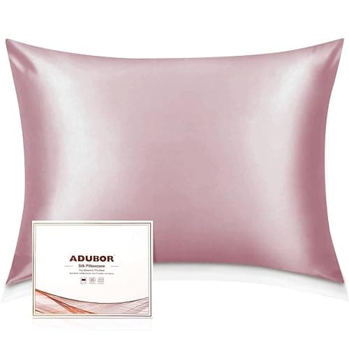 Adubor 100% Silk Pillowcase - Mulberry Silk Pillow Cases, 23 Momme 6A Grade Fibers, Silk Pillow Case for Hair and Skin Health, with Hidden Zipper (Standard 20''×26'', Medium Pink, 1PC) - Image 1