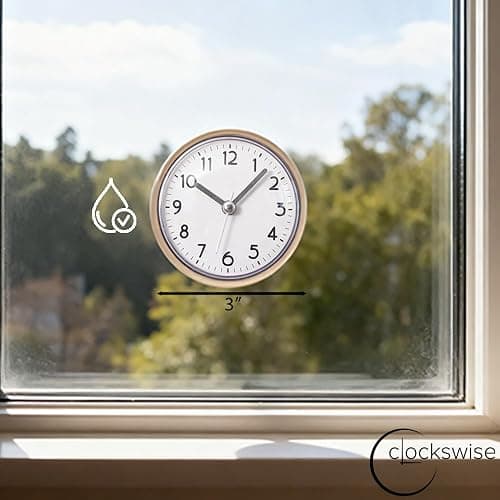 Clockswise 3-Inch Waterproof Wall Mount Bathroom Shower Clock Fog-Free Compact Design with Strong Suction Cup and Clear Easy-to-Read Display Modern Style Accessory for Bathing & Daily Routines, White thumbnail 3