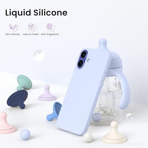 ORNARTO Compatible with iPhone 16 Plus Case 6.7, Slim Liquid Silicone 3 Layers Full Covered Soft Gel Rubber Phone Case Protective Cover 6.7 Inch, Baby Blue thumbnail 3