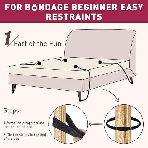 Sex Bondage BDSM Bed Restraints, Couples Sex Toys 75'' Bondage Sex Straps Restraints Set Adjustable with Handcuffs Blindfold Tickler, BDSM Kit Couple Adult Toy thumbnail 3