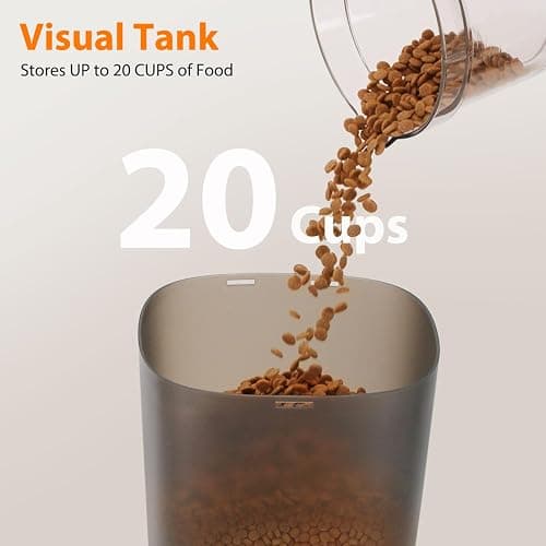 Automatic Cat Feeder and Water Fountain, 5L/20 Cups Timed Cat Dry Food Dispenser, 10s Meal Call, 20 Portions 6 Meals Per Day, 2L Cats Fountains for Drinking with Filter, Pet Feeder for Dog White thumbnail 4